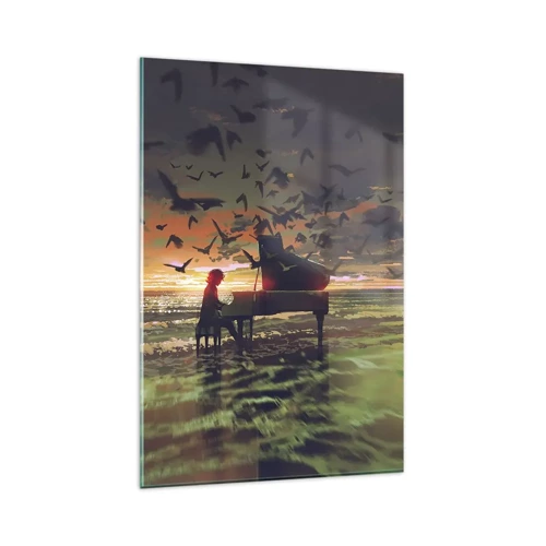 Cuadro sobre vidrio - Impresiones sobre Vidrio - Concierto de piano y olas - 80x120 cm