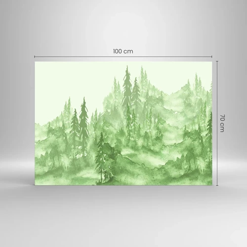 Cuadro sobre vidrio - Impresiones sobre Vidrio - Difuminado con niebla verde - 100x70 cm