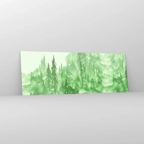 Cuadro sobre vidrio - Impresiones sobre Vidrio - Difuminado con niebla verde - 140x50 cm