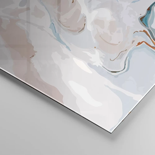 Cuadro sobre vidrio - Impresiones sobre Vidrio - El azul serpentea por el blanco - 100x40 cm