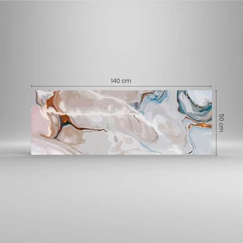 Cuadro sobre vidrio - Impresiones sobre Vidrio - El azul serpentea por el blanco - 140x50 cm