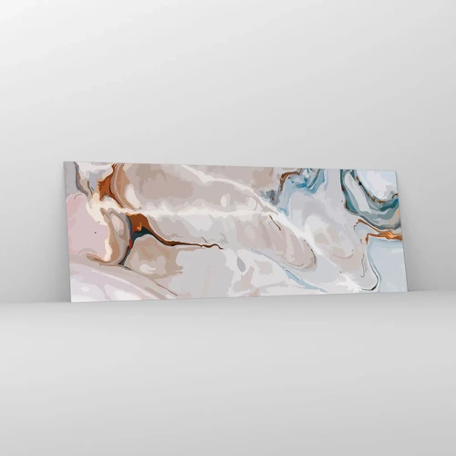 Cuadro sobre vidrio - Impresiones sobre Vidrio - El azul serpentea por el blanco - 140x50 cm