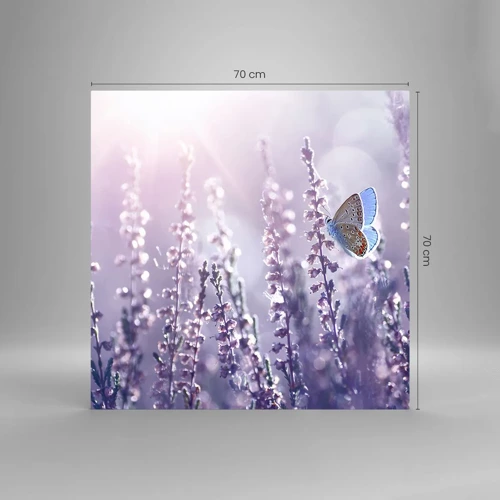 Cuadro sobre vidrio - Impresiones sobre Vidrio - El beso de una mariposa - 70x70 cm