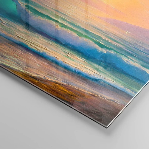 Cuadro sobre vidrio - Impresiones sobre Vidrio - El canto turquesa de las olas - 120x50 cm