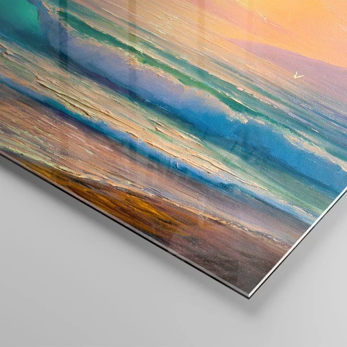 Cuadro sobre vidrio - Impresiones sobre Vidrio - El canto turquesa de las olas - 140x50 cm