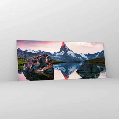 Cuadro sobre vidrio - Impresiones sobre Vidrio - El corazón de las montañas arde - 100x40 cm