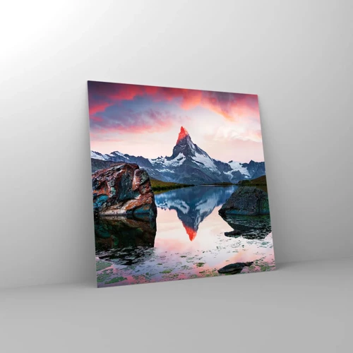 Cuadro sobre vidrio - Impresiones sobre Vidrio - El corazón de las montañas arde - 40x40 cm