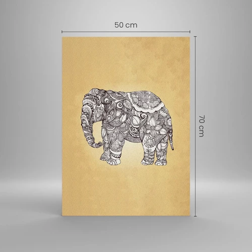 Cuadro sobre vidrio - Impresiones sobre Vidrio - El elefante decorado - 50x70 cm