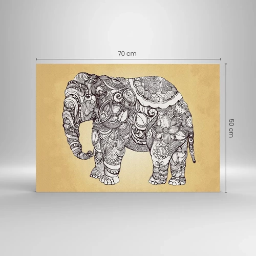 Cuadro sobre vidrio - Impresiones sobre Vidrio - El elefante decorado - 70x50 cm