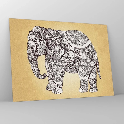 Cuadro sobre vidrio - Impresiones sobre Vidrio - El elefante decorado - 70x50 cm