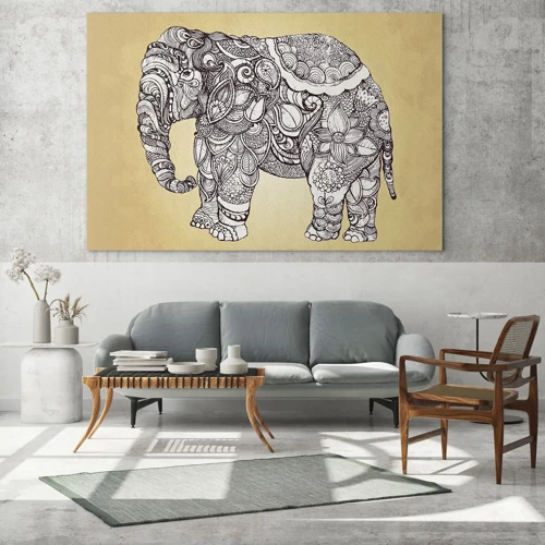 Cuadro sobre vidrio - Impresiones sobre Vidrio - El elefante decorado - 70x50 cm