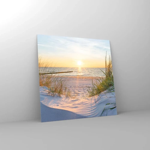Cuadro sobre vidrio - Impresiones sobre Vidrio - El sonido del mar, el canto de los pájaros, una playa virgen entre las dunas... - 60x60 cm