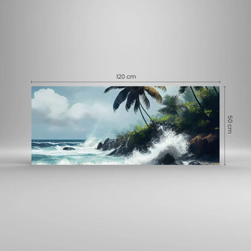 Cuadro sobre vidrio - Impresiones sobre Vidrio - En una costa tropical - 120x50 cm