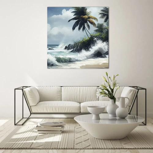 Cuadro sobre vidrio - Impresiones sobre Vidrio - En una costa tropical - 60x60 cm