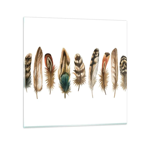 Cuadro sobre vidrio - Impresiones sobre Vidrio - Estudio de plumas - 70x70 cm