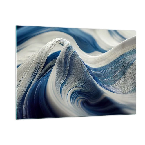 Cuadro sobre vidrio - Impresiones sobre Vidrio - Fluidez de azul y blanco - 120x80 cm