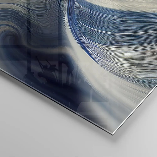 Cuadro sobre vidrio - Impresiones sobre Vidrio - Fluidez de azul y blanco - 50x70 cm