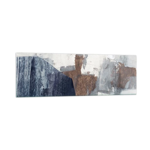 Cuadro sobre vidrio - Impresiones sobre Vidrio - Formas azules y marrones - 160x50 cm