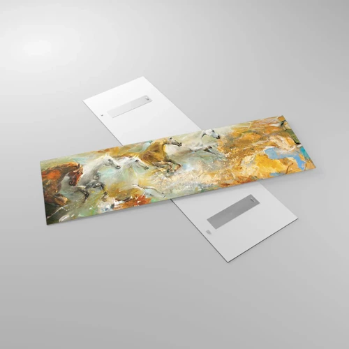 Cuadro sobre vidrio - Impresiones sobre Vidrio - Galopando a través de la luz - 160x50 cm