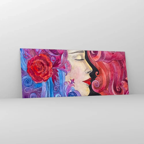 Cuadro sobre vidrio - Impresiones sobre Vidrio - Inspiración en rojo y violeta - 100x40 cm