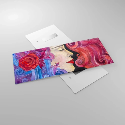 Cuadro sobre vidrio - Impresiones sobre Vidrio - Inspiración en rojo y violeta - 120x50 cm