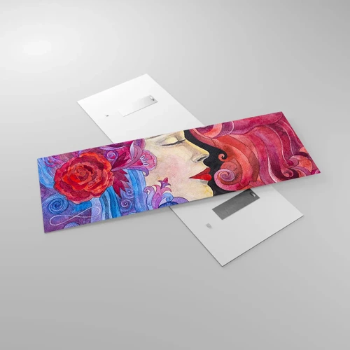 Cuadro sobre vidrio - Impresiones sobre Vidrio - Inspiración en rojo y violeta - 140x50 cm