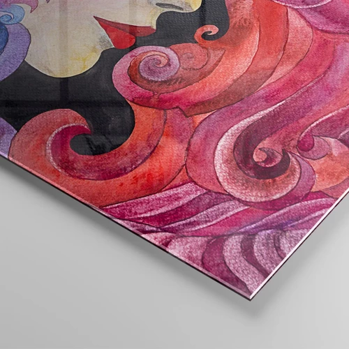 Cuadro sobre vidrio - Impresiones sobre Vidrio - Inspiración en rojo y violeta - 140x50 cm