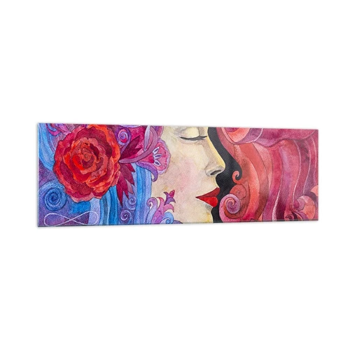 Cuadro sobre vidrio - Impresiones sobre Vidrio - Inspiración en rojo y violeta - 160x50 cm