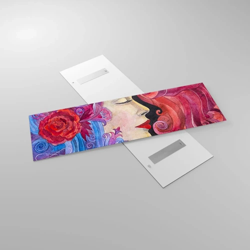 Cuadro sobre vidrio - Impresiones sobre Vidrio - Inspiración en rojo y violeta - 160x50 cm