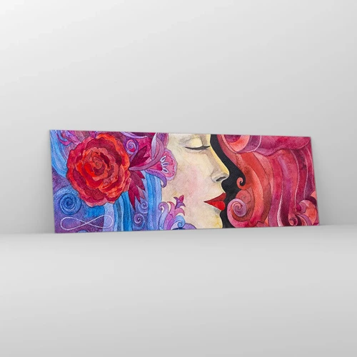 Cuadro sobre vidrio - Impresiones sobre Vidrio - Inspiración en rojo y violeta - 90x30 cm