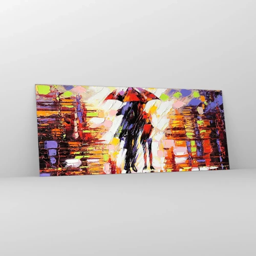 Cuadro sobre vidrio - Impresiones sobre Vidrio - Juntos a través de la noche y la lluvia - 120x50 cm