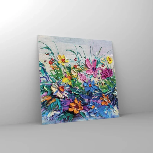 Cuadro sobre vidrio - Impresiones sobre Vidrio - La energía de las flores - 30x30 cm