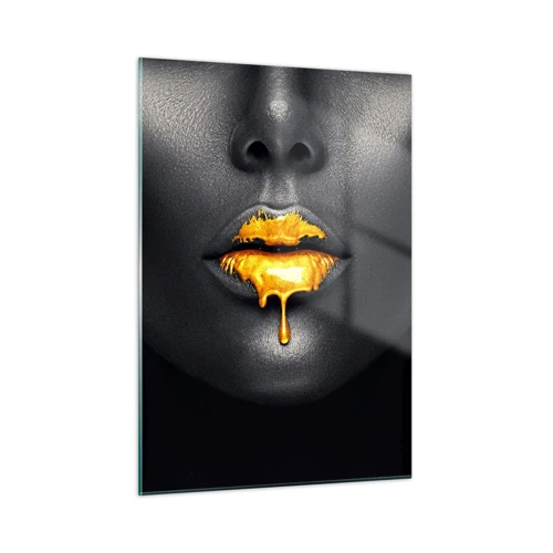 Cuadro sobre vidrio - Impresiones sobre Vidrio - Labios de oro - 50x70 cm