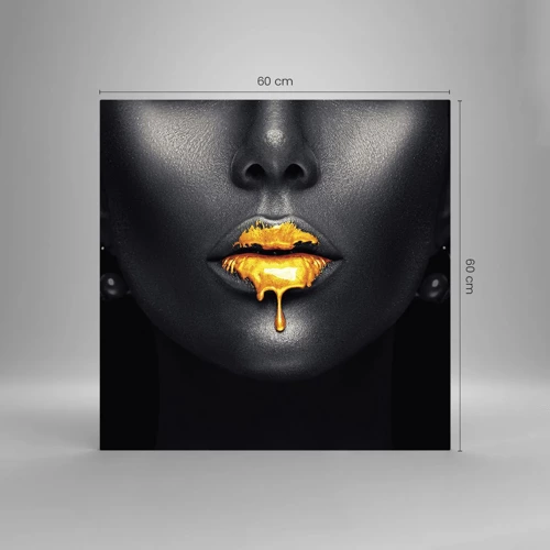 Cuadro sobre vidrio - Impresiones sobre Vidrio - Labios de oro - 60x60 cm