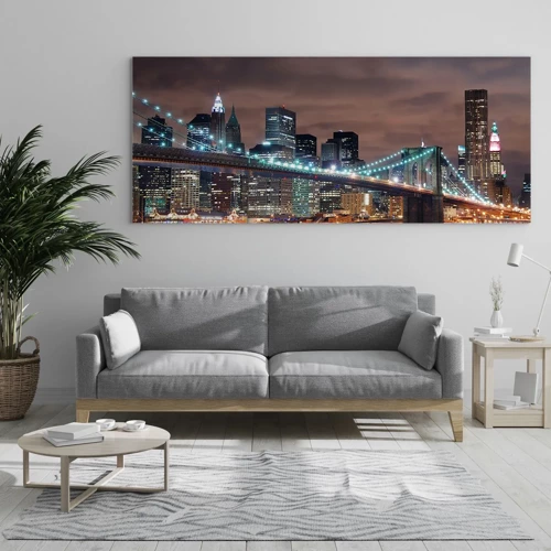 Cuadro sobre vidrio - Impresiones sobre Vidrio - Las luces de la gran ciudad - 100x40 cm