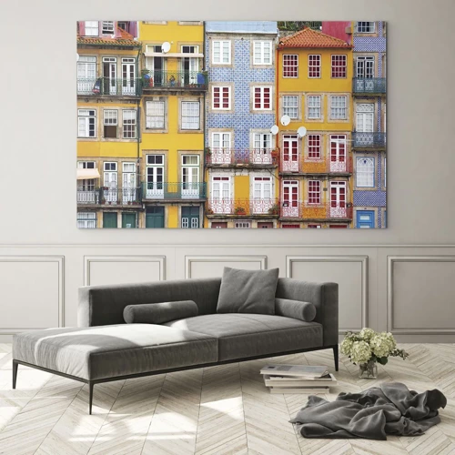 Cuadro sobre vidrio - Impresiones sobre Vidrio - Los colores de la ciudad vieja - 100x70 cm