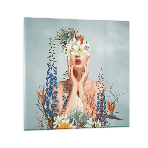 Cuadro sobre vidrio - Impresiones sobre Vidrio - Mujer-flor - 30x30 cm
