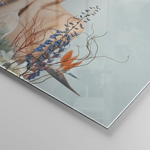 Cuadro sobre vidrio - Impresiones sobre Vidrio - Mujer-flor - 30x30 cm