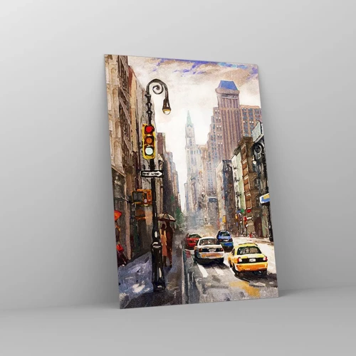 Cuadro sobre vidrio - Impresiones sobre Vidrio - Nueva York - también colorida bajo la lluvia - 70x100 cm