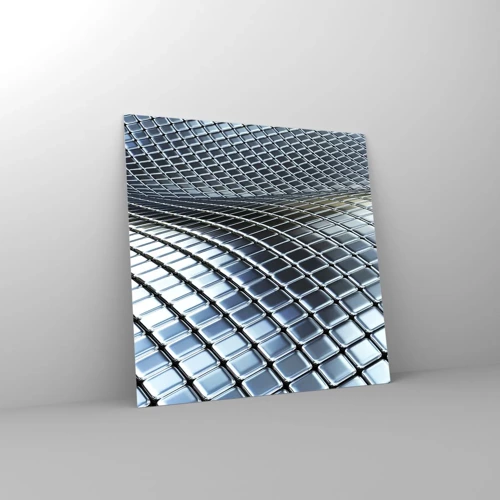 Cuadro sobre vidrio - Impresiones sobre Vidrio - Ola de plata - 50x50 cm