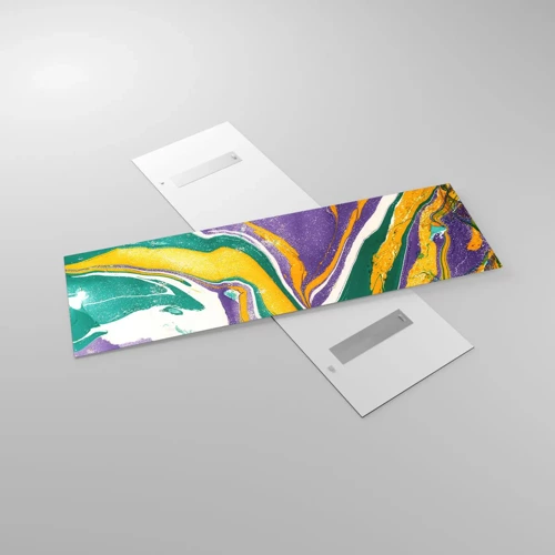 Cuadro sobre vidrio - Impresiones sobre Vidrio - Olas de color - 160x50 cm