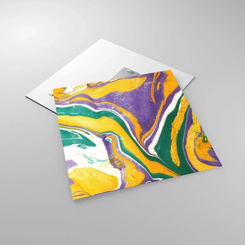 Cuadro sobre vidrio - Impresiones sobre Vidrio - Olas de color - 50x50 cm