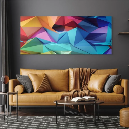 Cuadro sobre vidrio - Impresiones sobre Vidrio - Origami arco iris - 100x40 cm