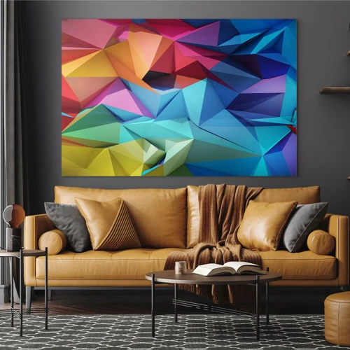 Cuadro sobre vidrio - Impresiones sobre Vidrio - Origami arco iris - 100x70 cm
