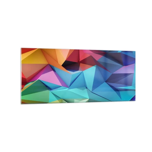 Cuadro sobre vidrio - Impresiones sobre Vidrio - Origami arco iris - 120x50 cm