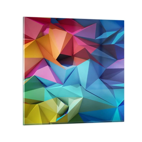 Cuadro sobre vidrio - Impresiones sobre Vidrio - Origami arco iris - 30x30 cm