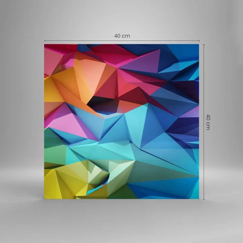 Cuadro sobre vidrio - Impresiones sobre Vidrio - Origami arco iris - 40x40 cm
