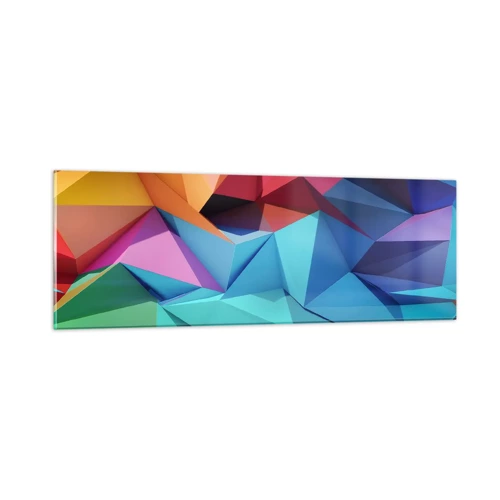 Cuadro sobre vidrio - Impresiones sobre Vidrio - Origami arco iris - 90x30 cm