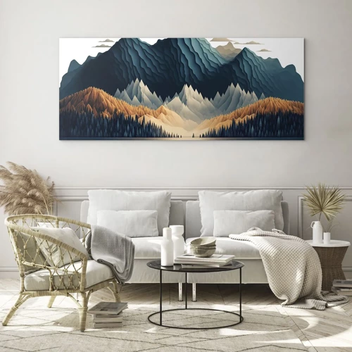 Cuadro sobre vidrio - Impresiones sobre Vidrio - Paisaje perfecto de montañas - 140x50 cm