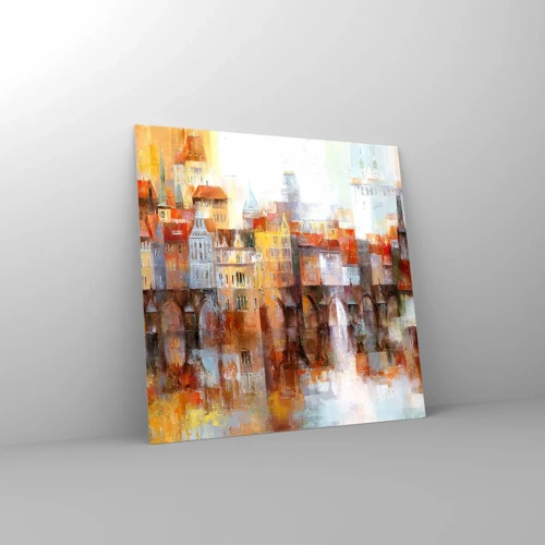 Cuadro sobre vidrio - Impresiones sobre Vidrio - Puente y ciudad - 40x40 cm
